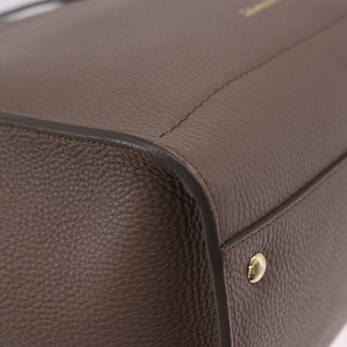 Salvatore Ferragamo Tote Bag Leather Beige Gold Auth ka5320A
