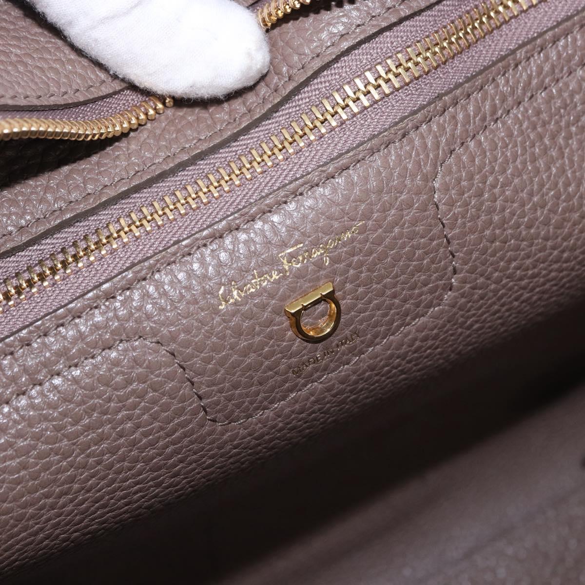 Salvatore Ferragamo Tote Bag Leather Beige Gold Auth ka5320A