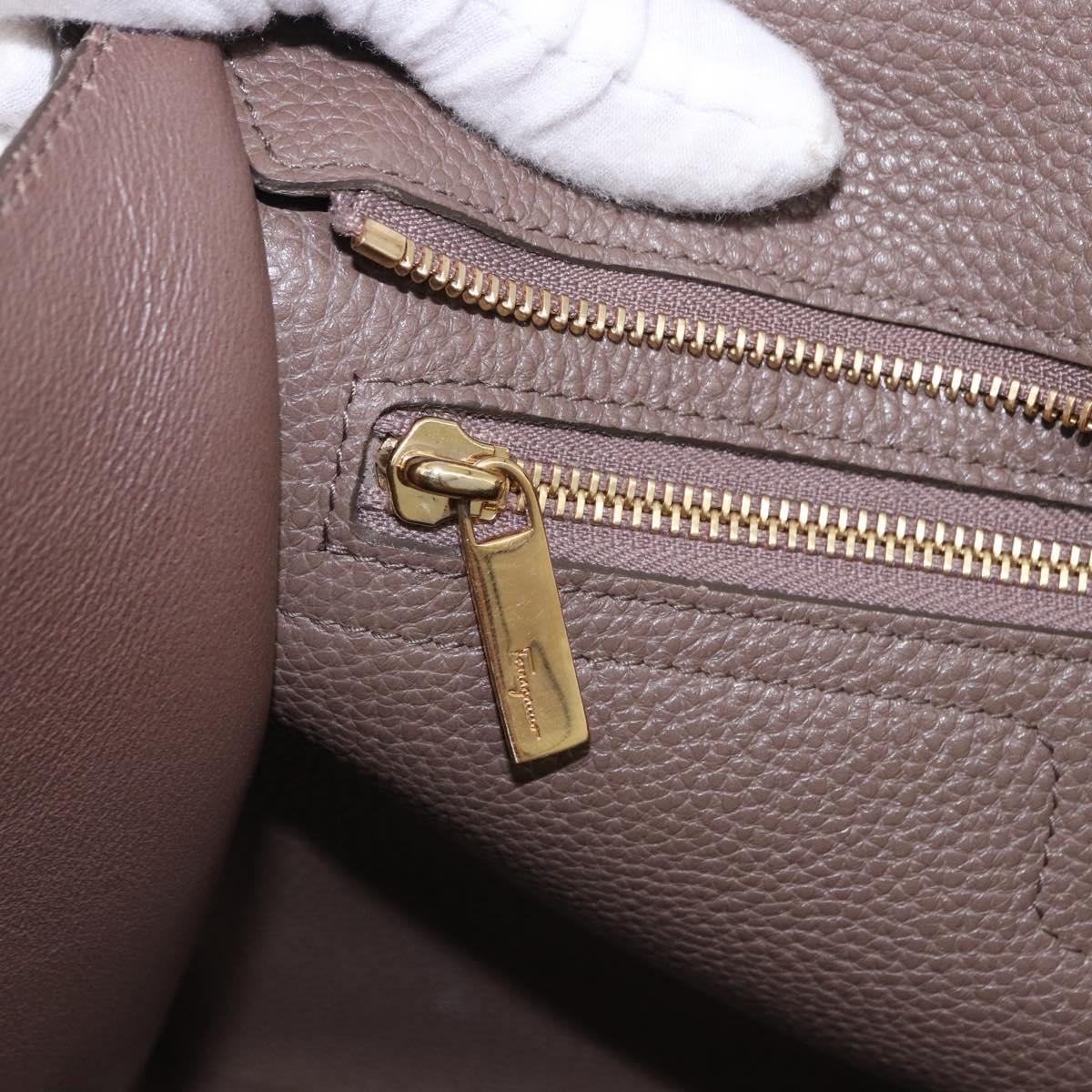 Salvatore Ferragamo Tote Bag Leather Beige Gold Auth ka5320A