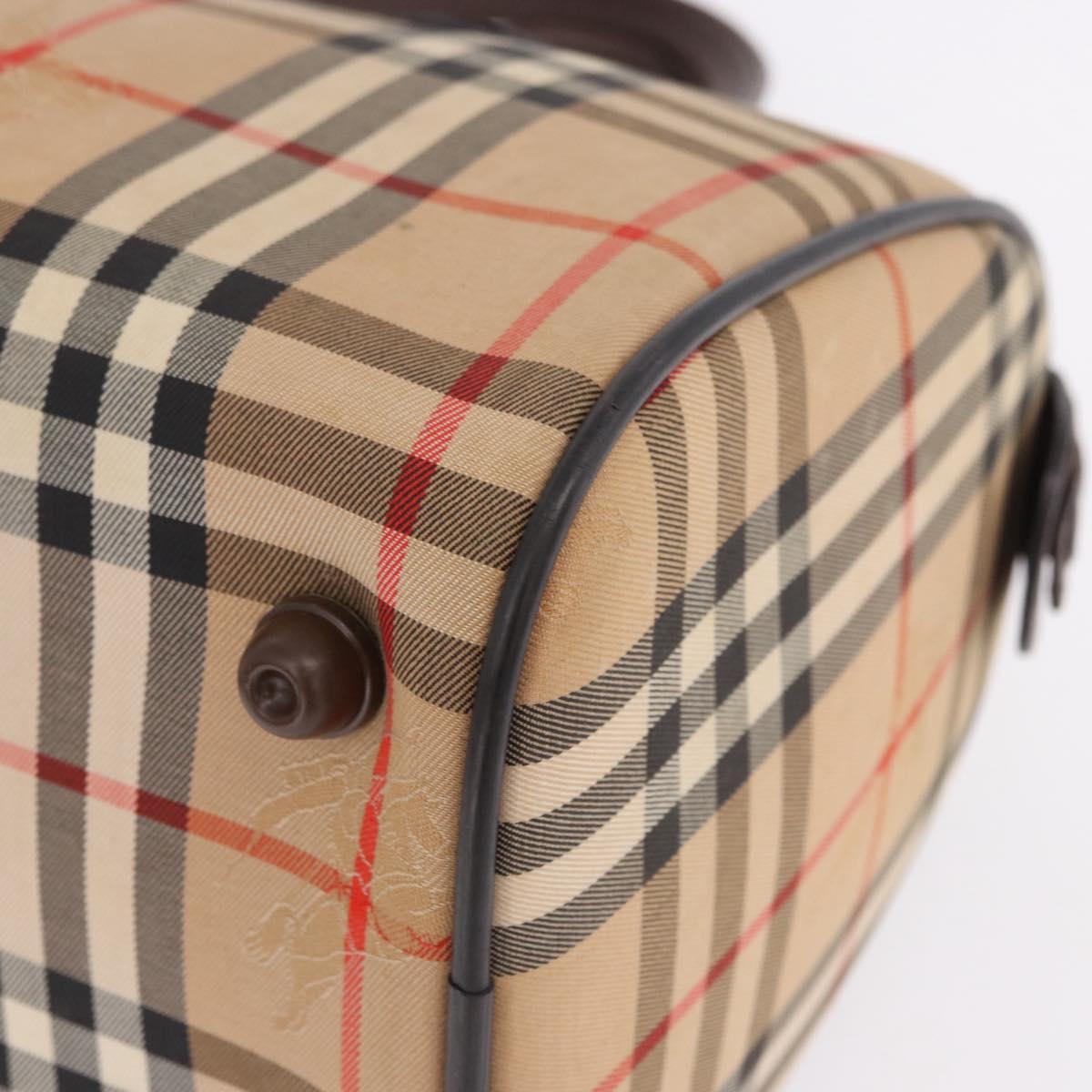 Burberrys Nova Check Boston Bag Canvas Beige Gold Auth ka5325