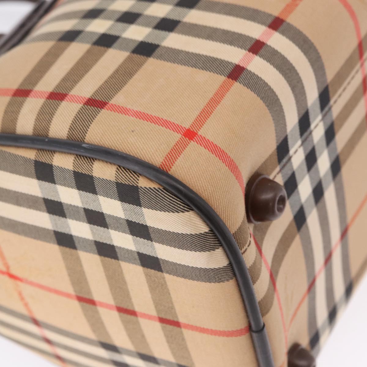 Burberrys Nova Check Boston Bag Canvas Beige Gold Auth ka5325