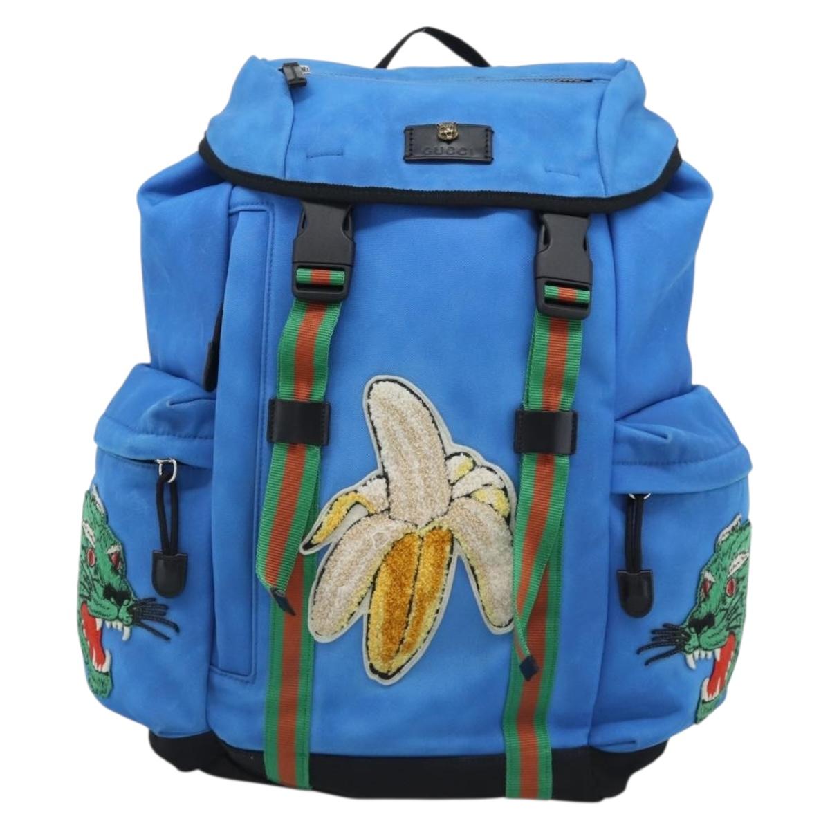 GUCCI Backpack Canvas Blue Black 429037 Auth ka5328A