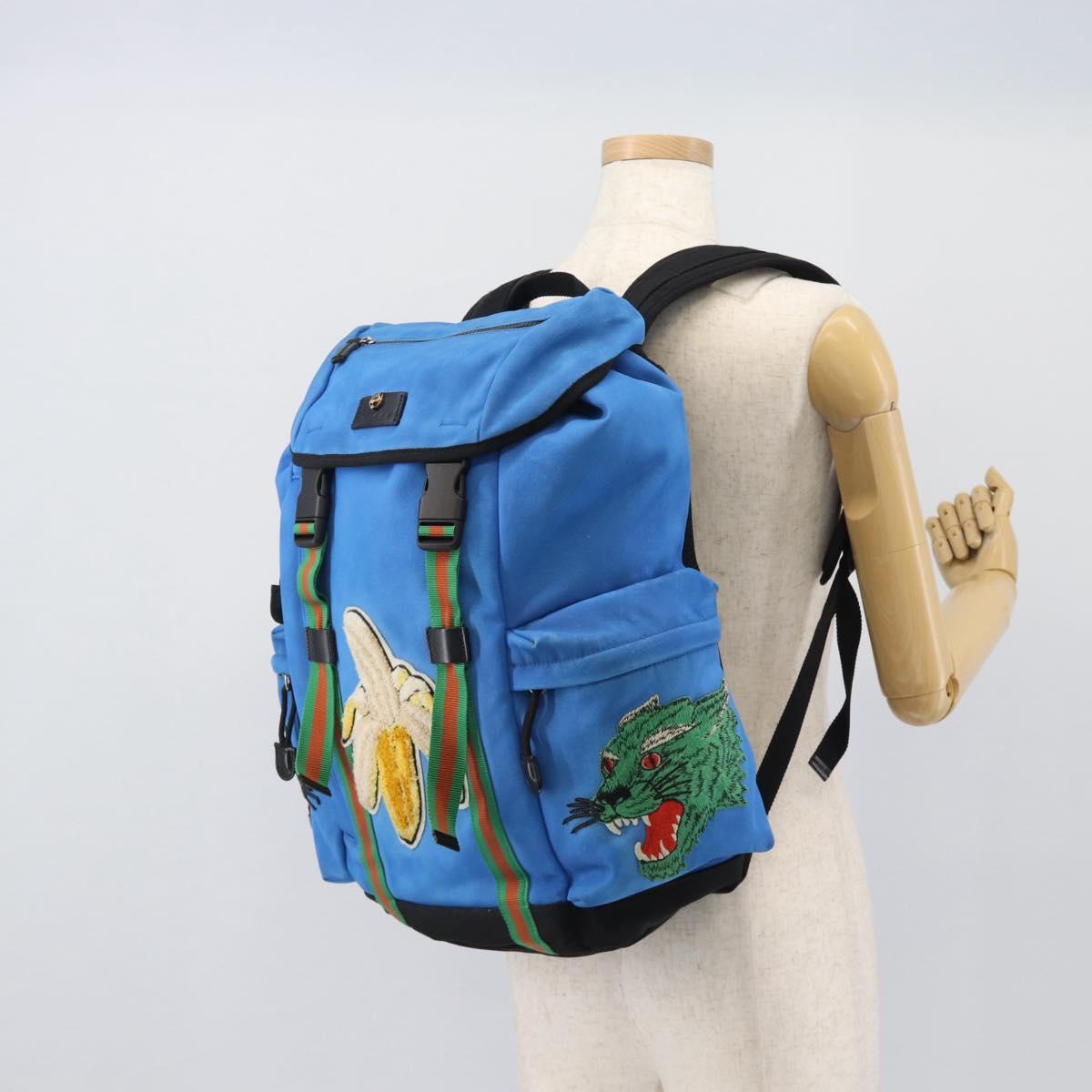 GUCCI Backpack Canvas Blue Black 429037 Auth ka5328A