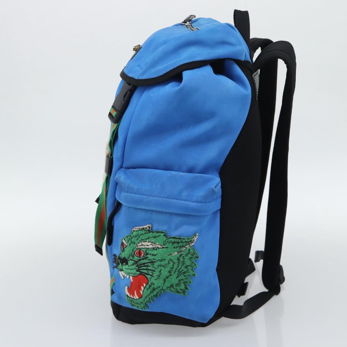 GUCCI Backpack Canvas Blue Black 429037 Auth ka5328A