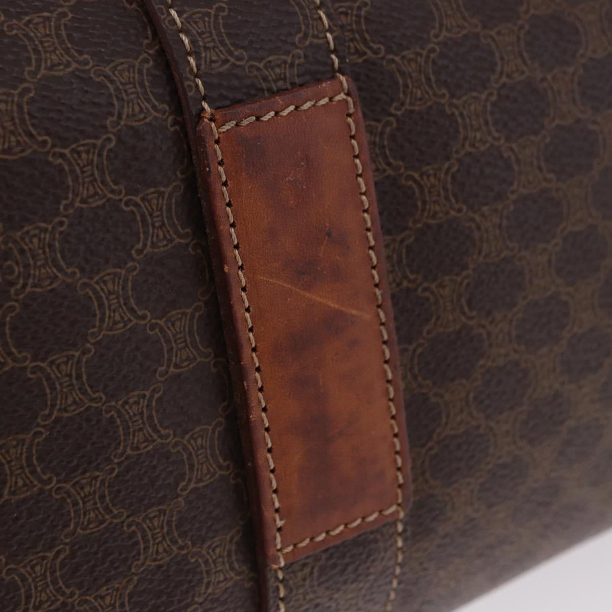 CELINE Macadam Shoulder Bag PVC Leather Brown Gold Tone Auth ka5329A