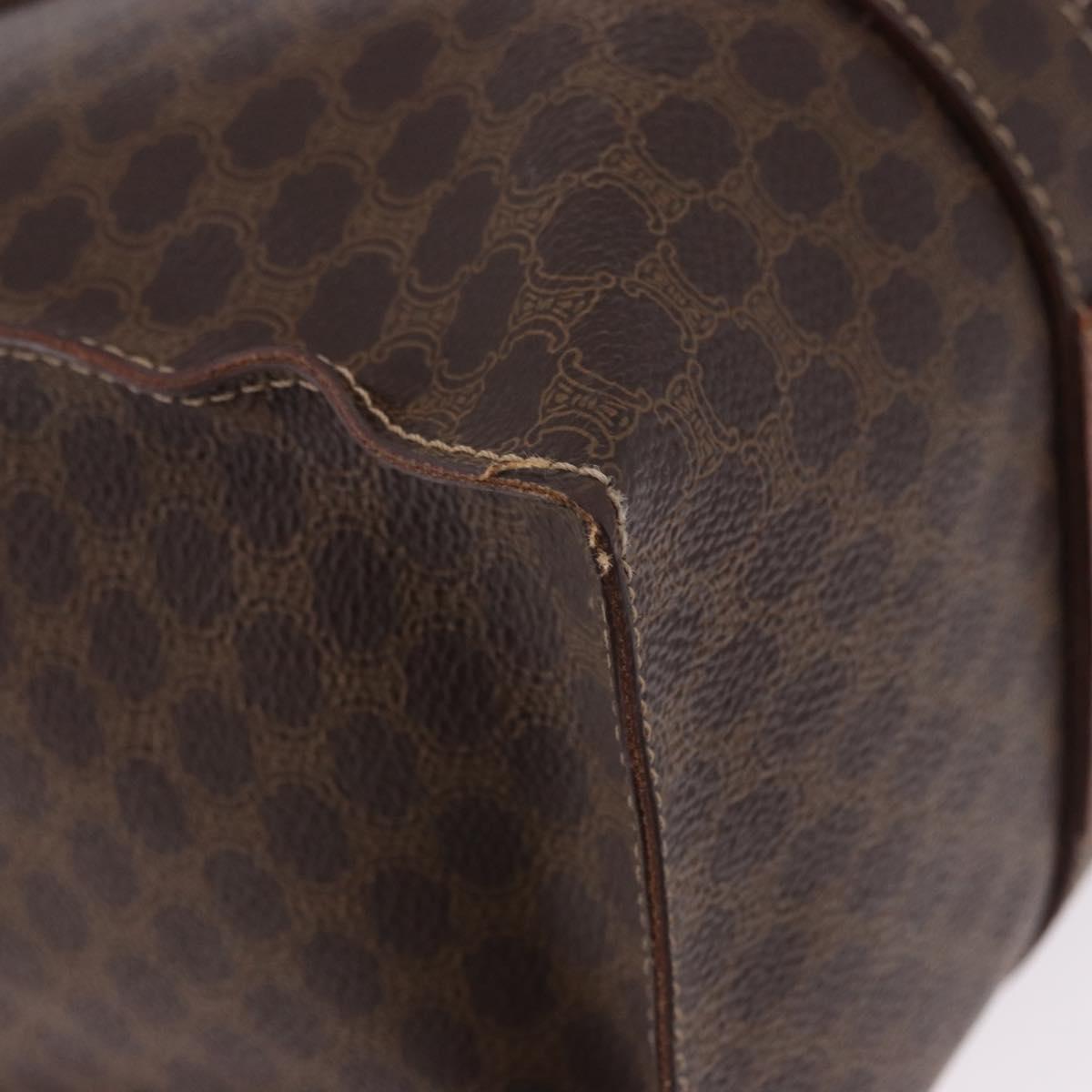 CELINE Macadam Shoulder Bag PVC Leather Brown Gold Tone Auth ka5329A