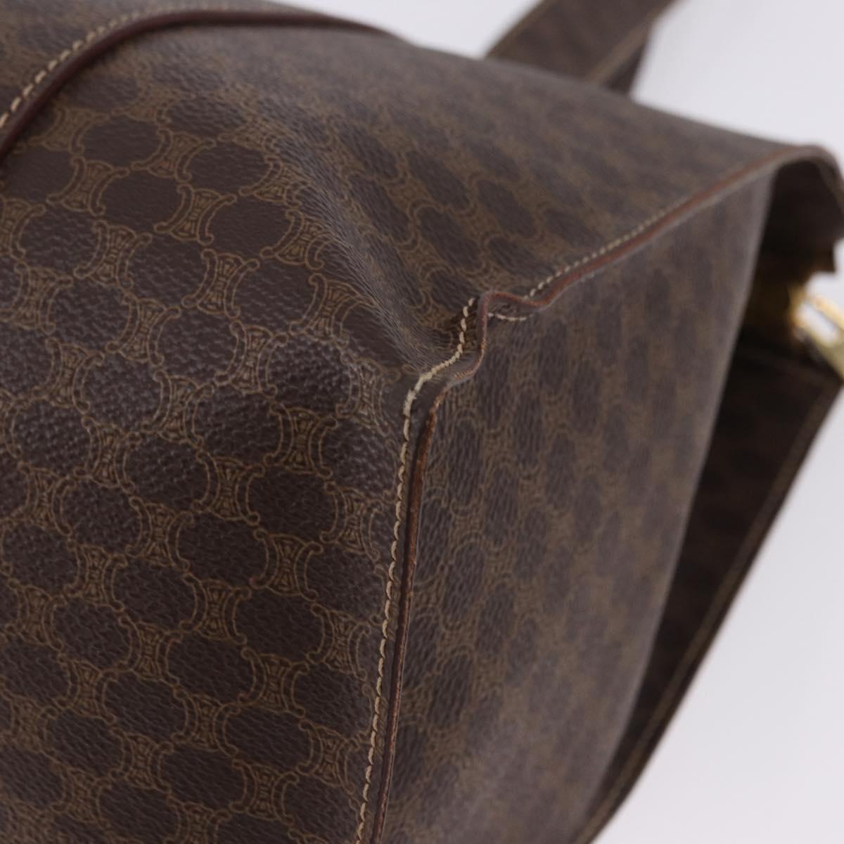 CELINE Macadam Shoulder Bag PVC Leather Brown Gold Tone Auth ka5329A