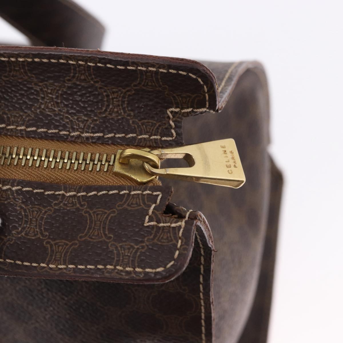 CELINE Macadam Shoulder Bag PVC Leather Brown Gold Tone Auth ka5329A
