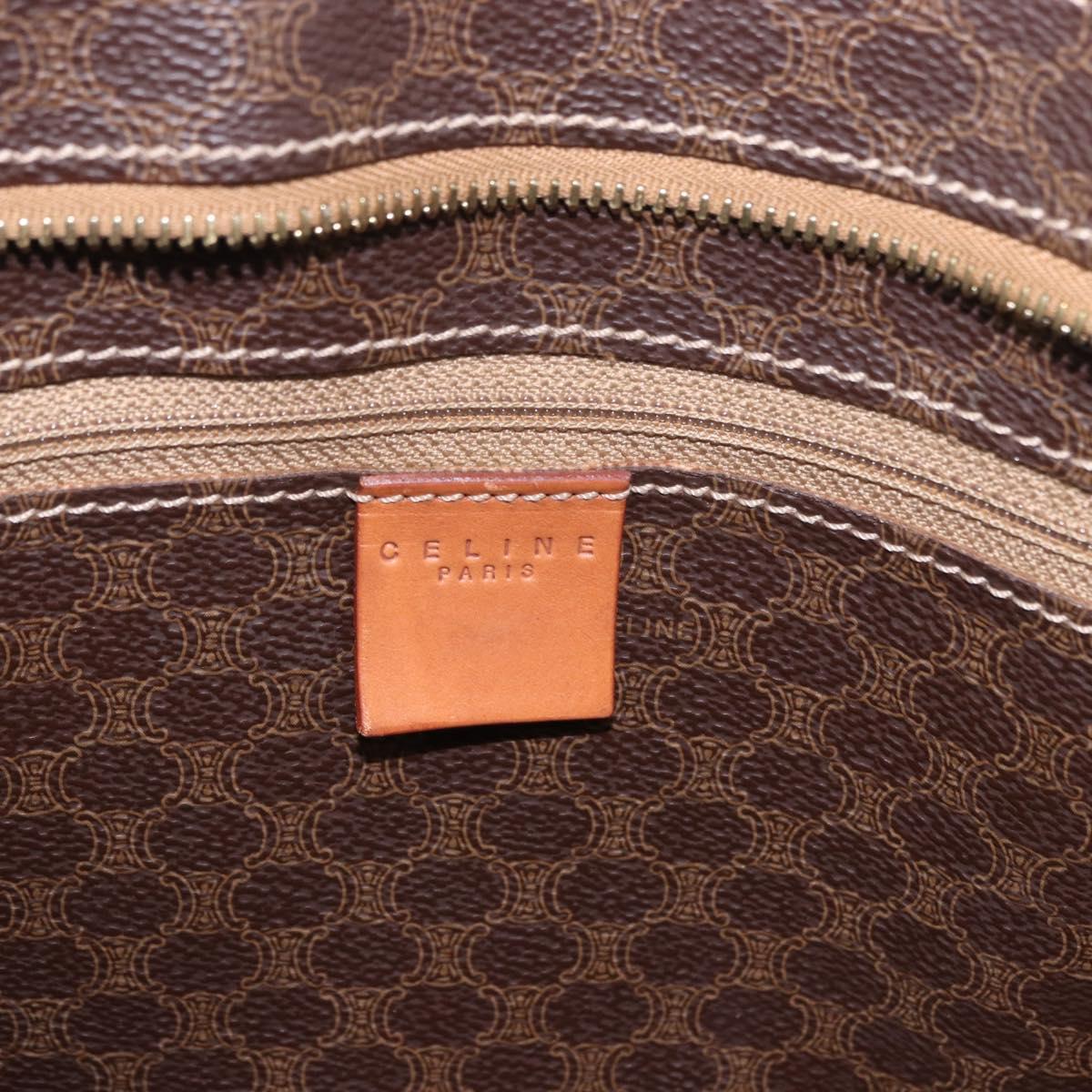 CELINE Macadam Shoulder Bag PVC Leather Brown Gold Tone Auth ka5329A