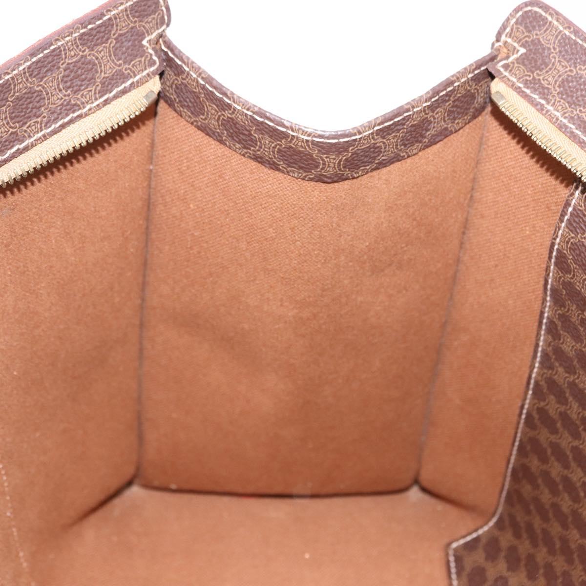 CELINE Macadam Shoulder Bag PVC Leather Brown Gold Tone Auth ka5329A