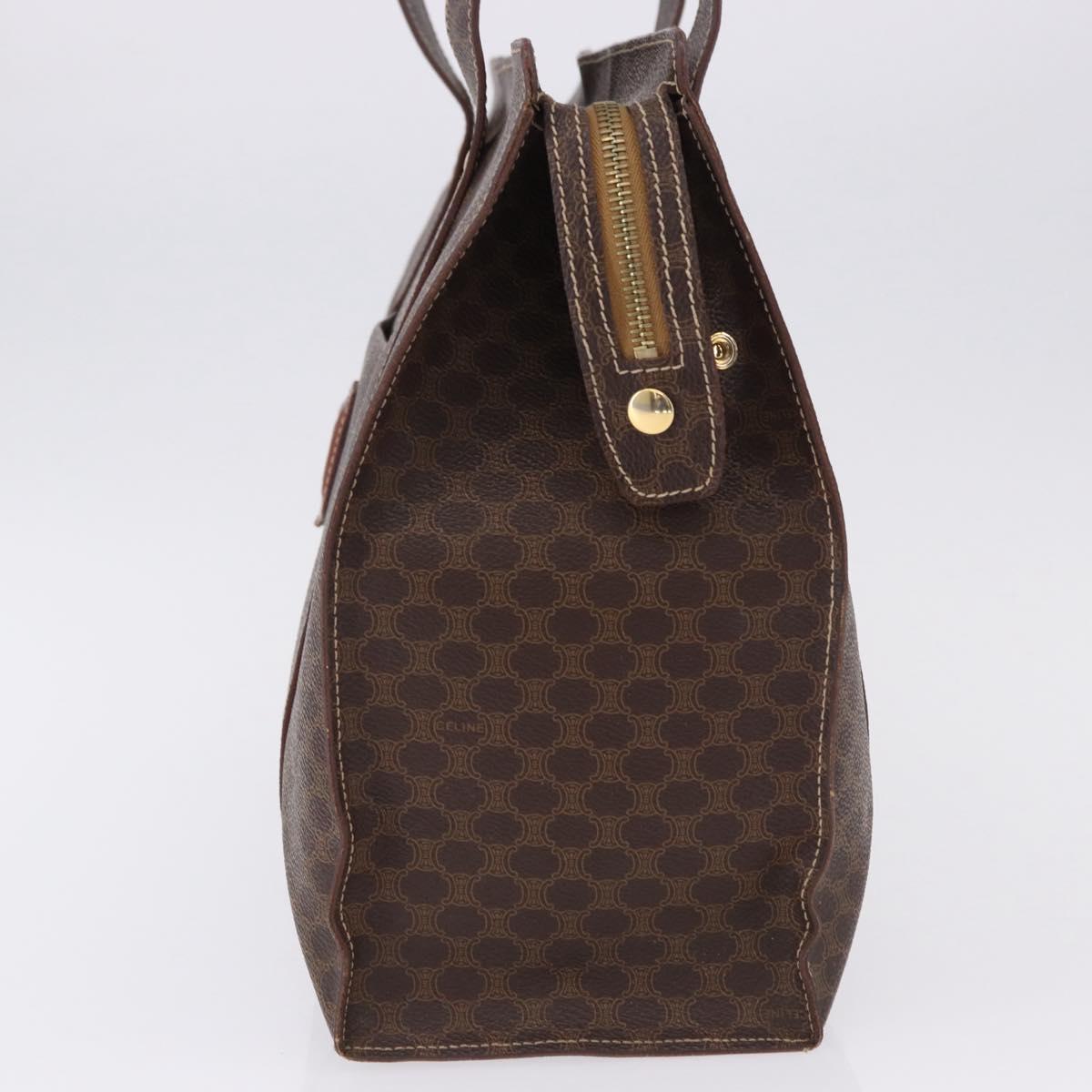 CELINE Macadam Shoulder Bag PVC Leather Brown Gold Tone Auth ka5329A