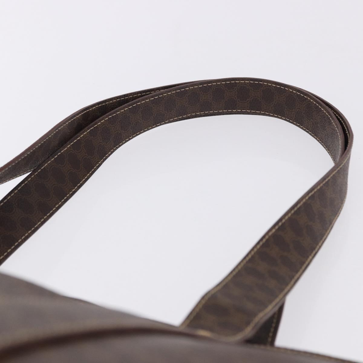 CELINE Macadam Shoulder Bag PVC Leather Brown Gold Tone Auth ka5329A
