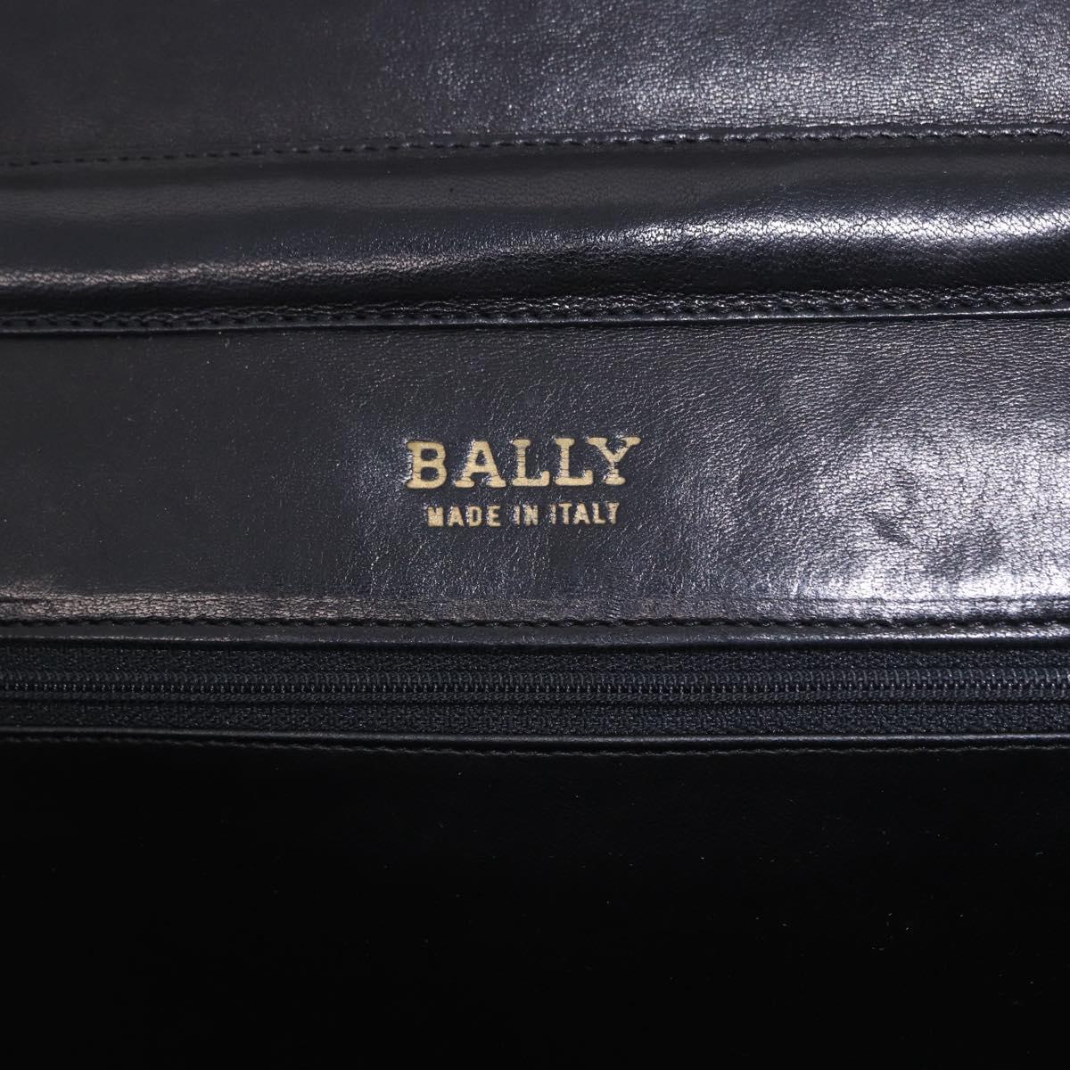 BALLY Chain Shoulder Bag Leather Black Gold Tone Auth ka5331