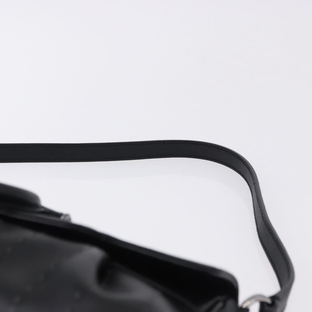 Salvatore Ferragamo Gancini Shoulder Bag Leather Black Silver Auth ka5332V