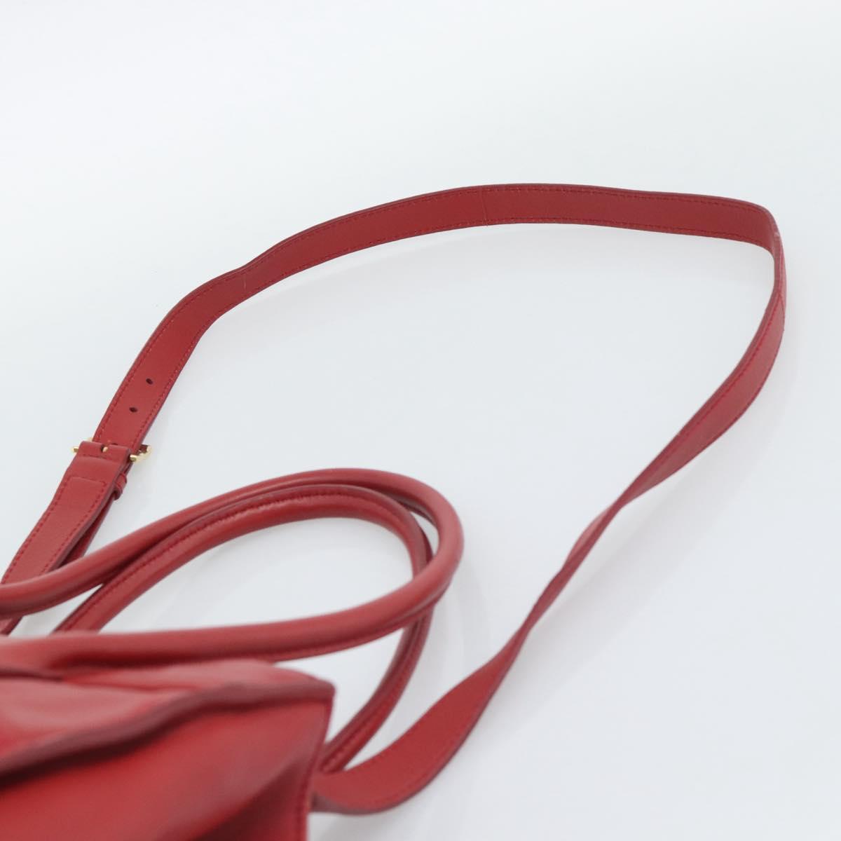 Miu Miu Tote Bag Leather 2way Red Gold Tone Auth ka5333V