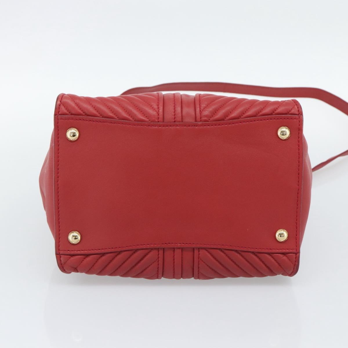 Miu Miu Tote Bag Leather 2way Red Gold Tone Auth ka5333V