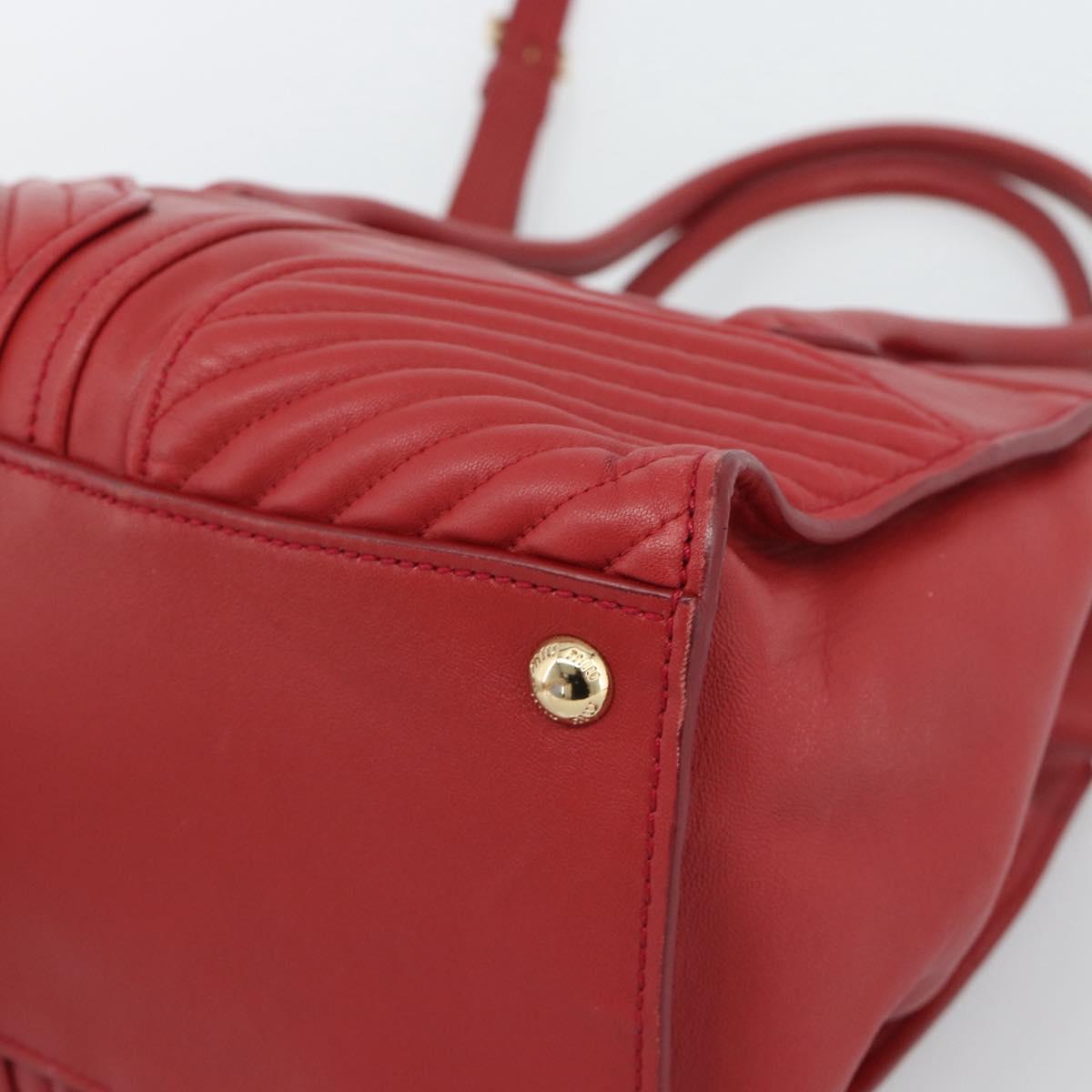 Miu Miu Tote Bag Leather 2way Red Gold Tone Auth ka5333V