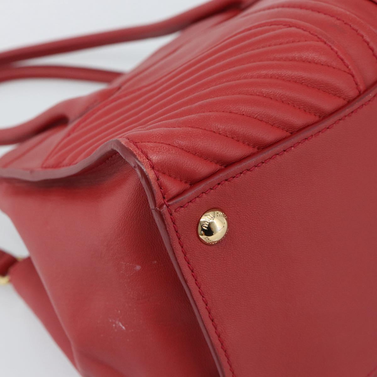 Miu Miu Tote Bag Leather 2way Red Gold Tone Auth ka5333V