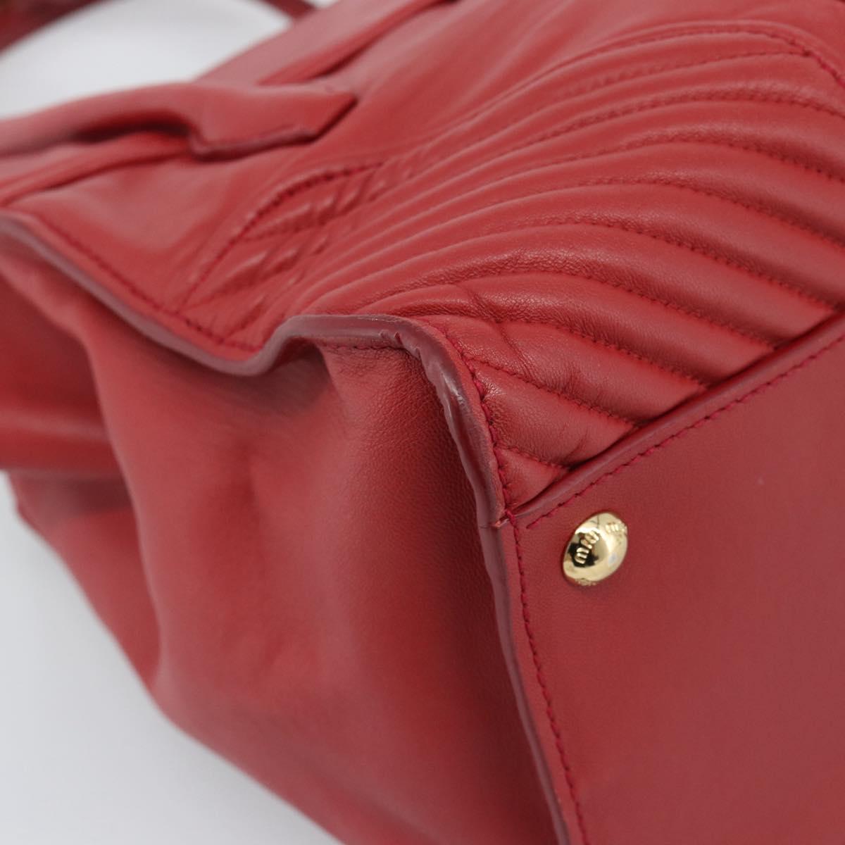 Miu Miu Tote Bag Leather 2way Red Gold Tone Auth ka5333V