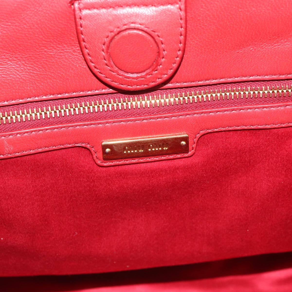 Miu Miu Tote Bag Leather 2way Red Gold Tone Auth ka5333V