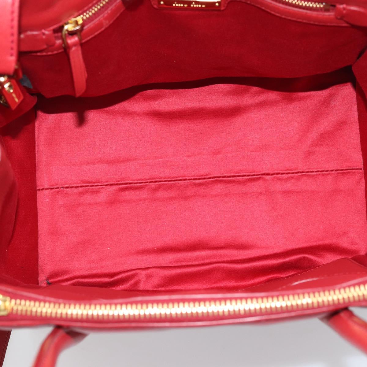 Miu Miu Tote Bag Leather 2way Red Gold Tone Auth ka5333V