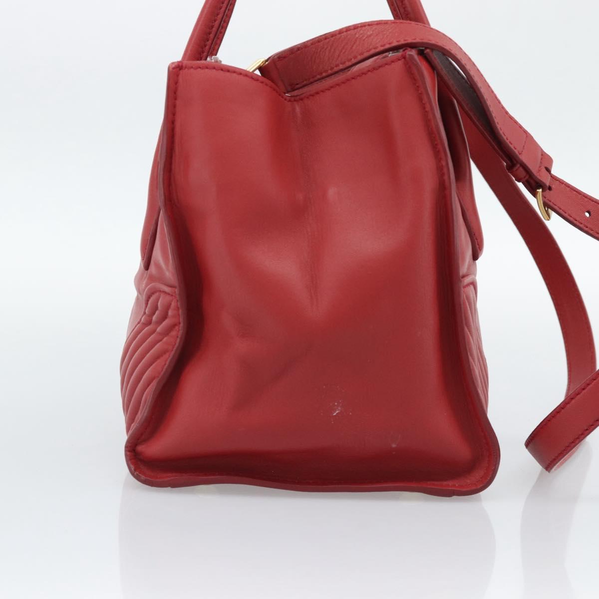 Miu Miu Tote Bag Leather 2way Red Gold Tone Auth ka5333V