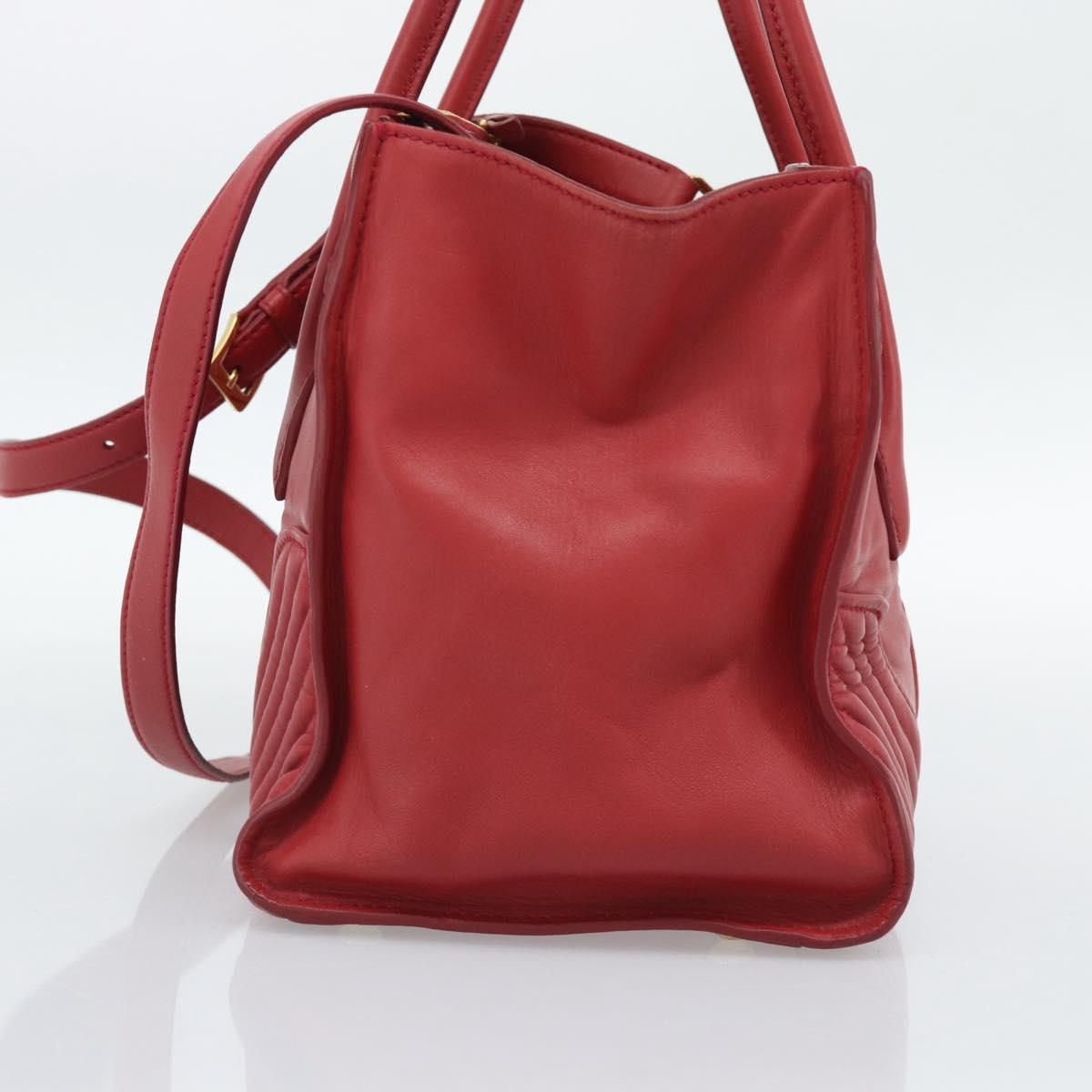 Miu Miu Tote Bag Leather 2way Red Gold Tone Auth ka5333V