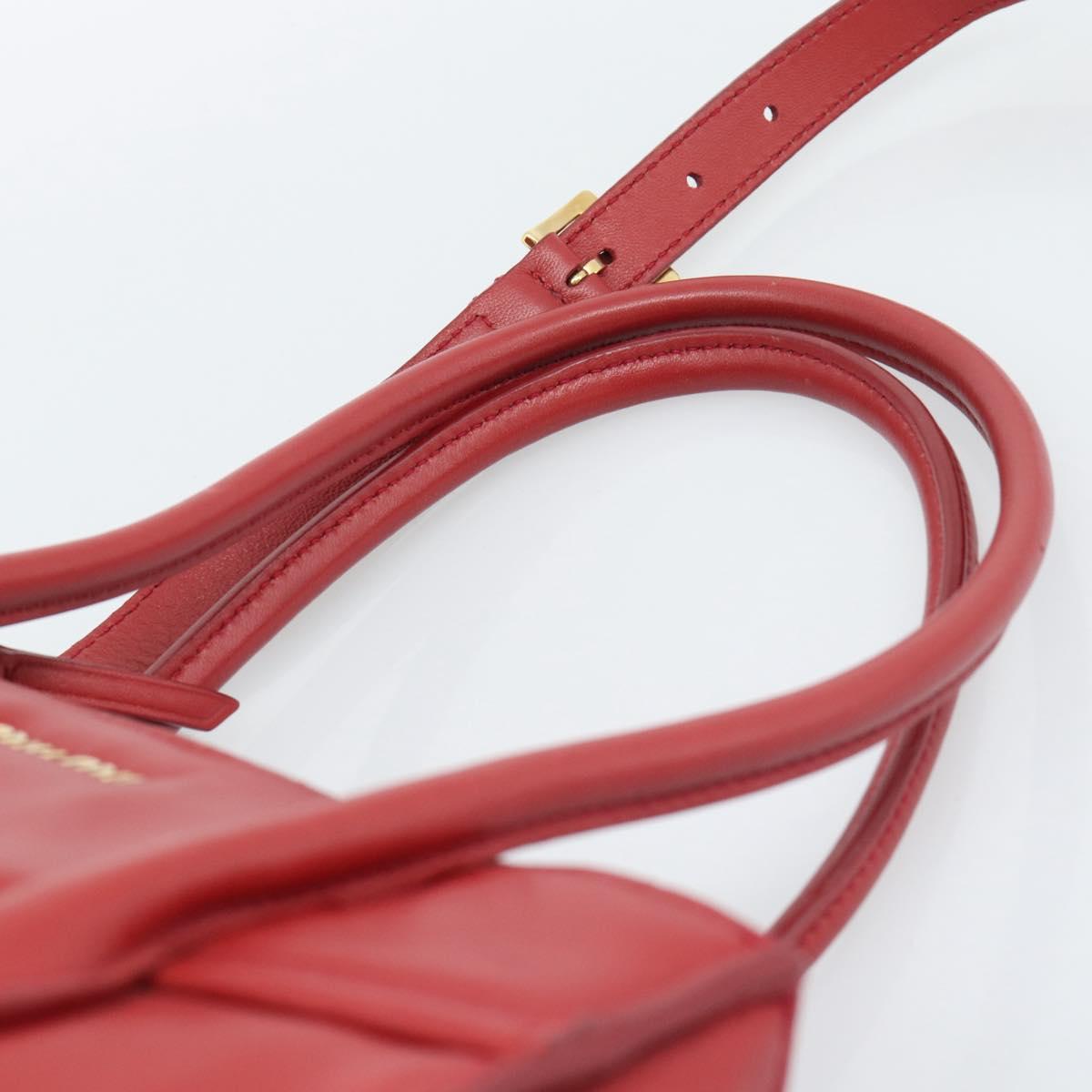 Miu Miu Tote Bag Leather 2way Red Gold Tone Auth ka5333V