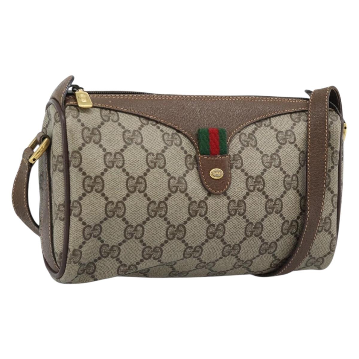 GUCCI GG Supreme Web Sherry Line Shoulder Bag PVC Beige 89 02 018 Auth ka5334