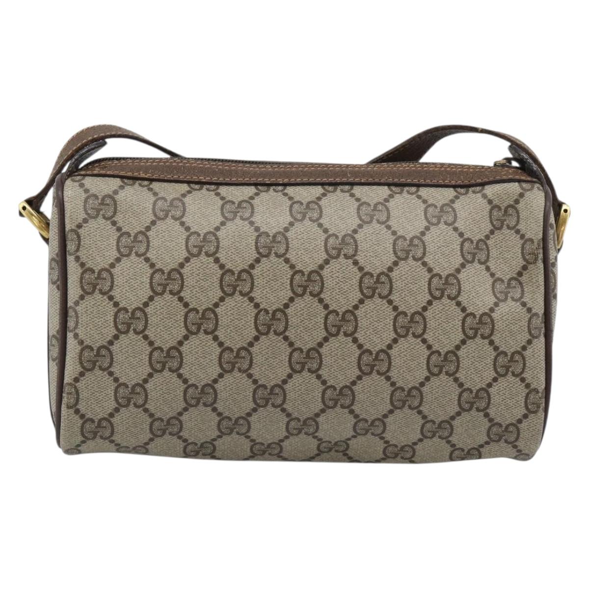 GUCCI GG Supreme Web Sherry Line Shoulder Bag PVC Beige 89 02 018 Auth ka5334