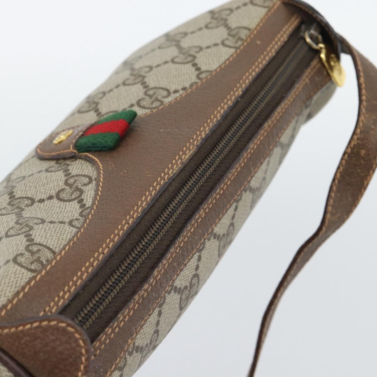 GUCCI GG Supreme Web Sherry Line Shoulder Bag PVC Beige 89 02 018 Auth ka5334