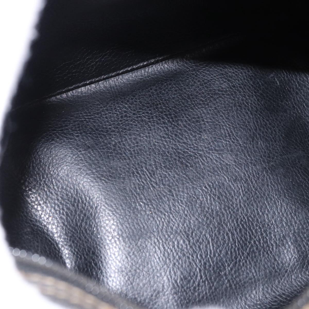 FENDI Pecan Hand Bag PVC Leather 2way Black Brown Auth ka5337A