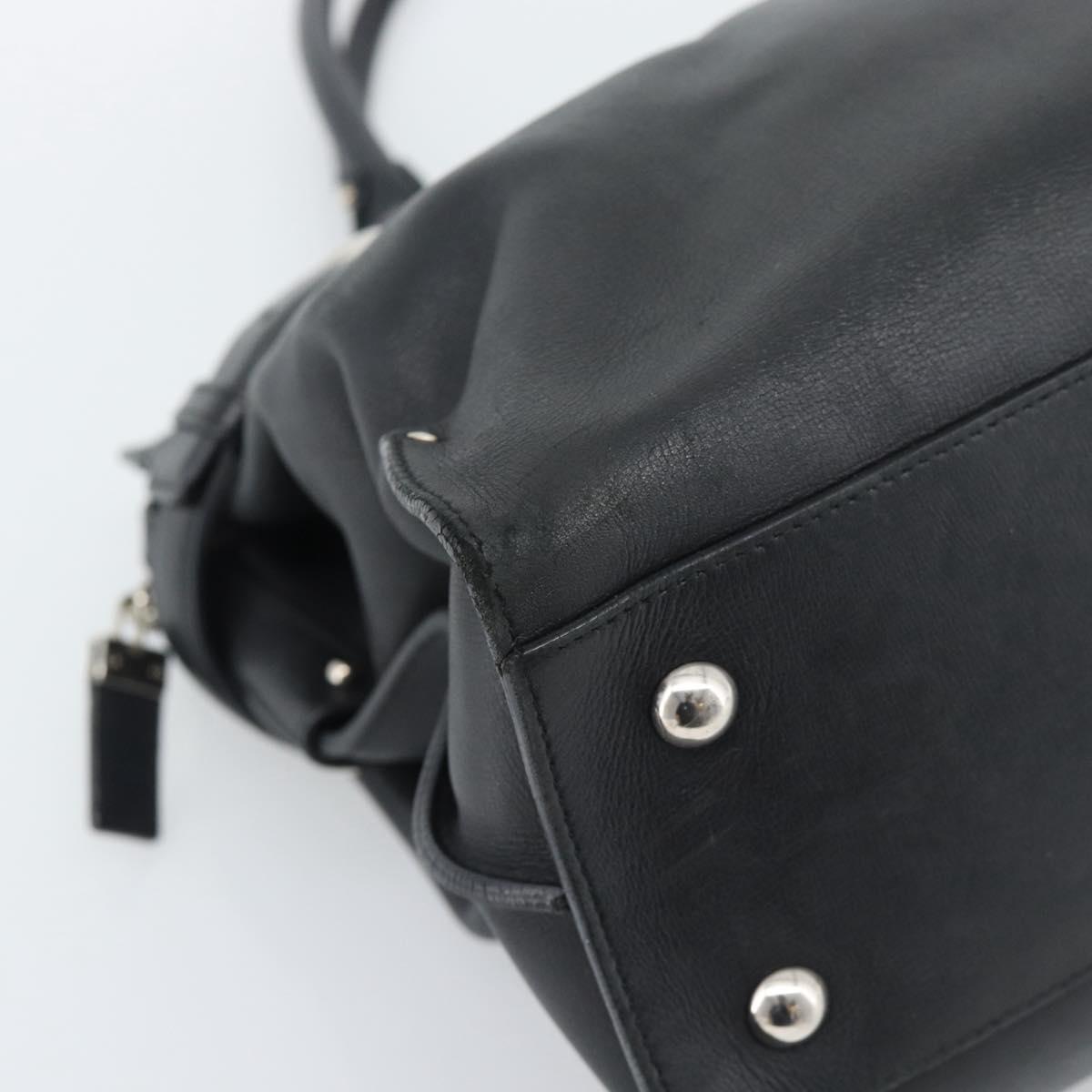 Salvatore Ferragamo Gancini Tote Bag Leather Black Silver Auth ka5338A