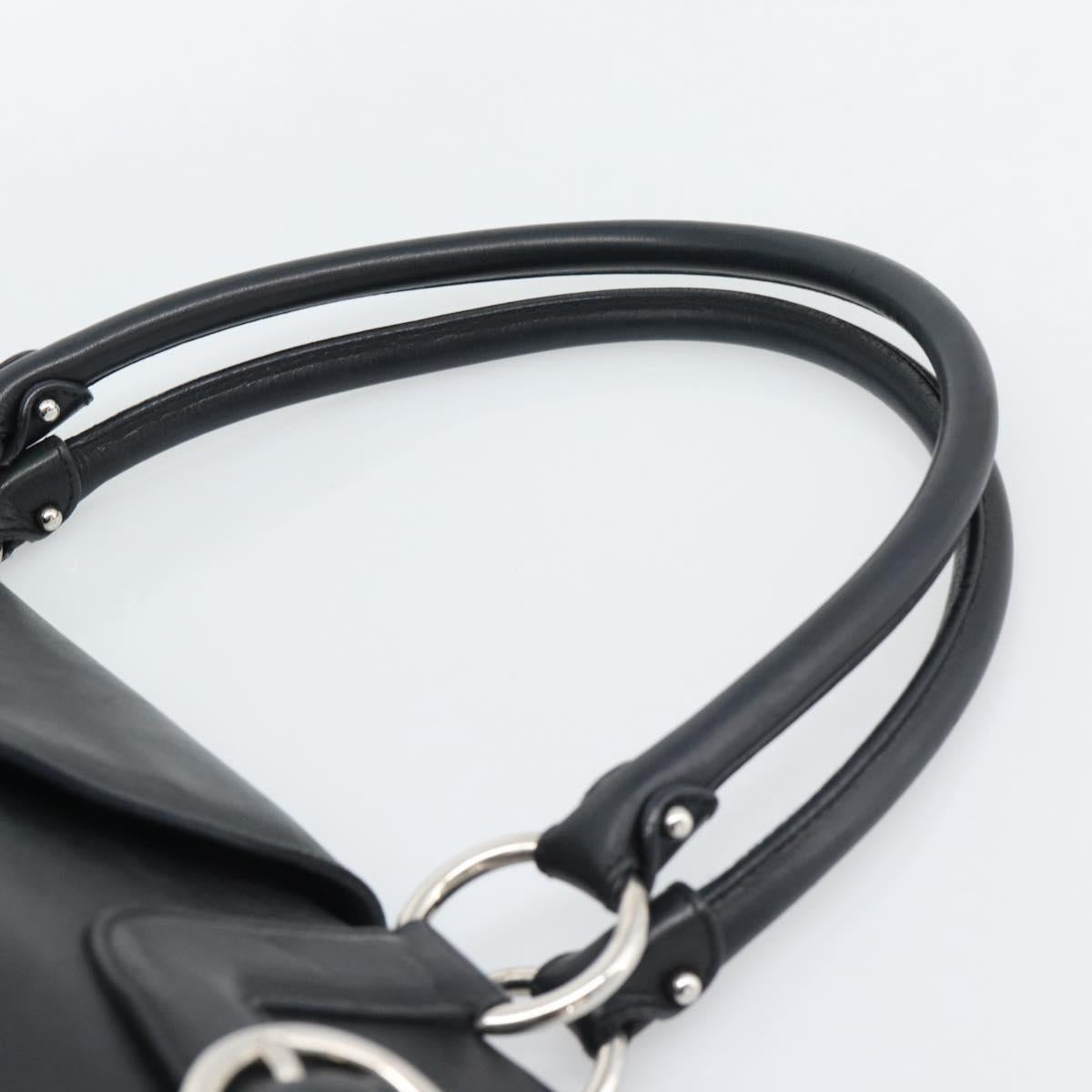 Salvatore Ferragamo Gancini Tote Bag Leather Black Silver Auth ka5338A
