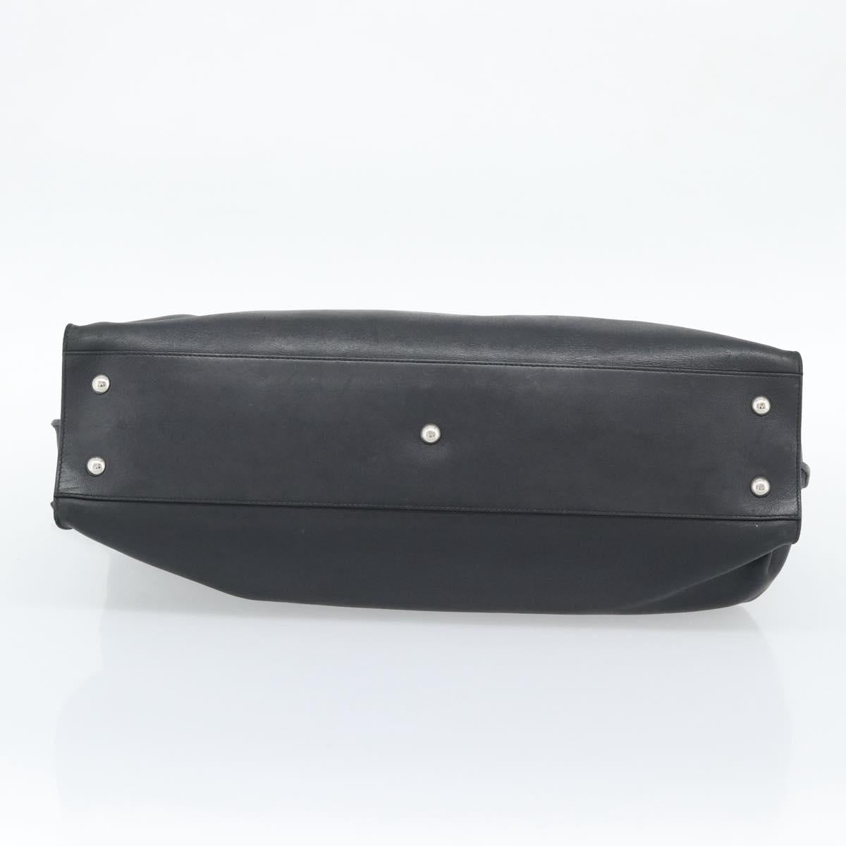 Salvatore Ferragamo Gancini Tote Bag Leather Black Silver Auth ka5338A
