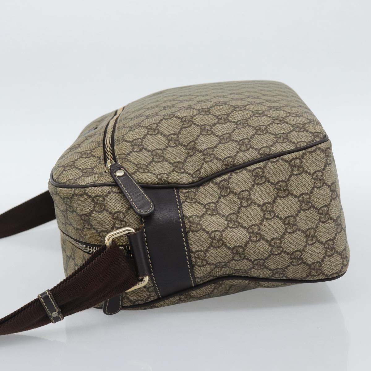 GUCCI GG Supreme Shoulder Bag PVC Leather Beige Gold Tone 211107 Auth ka5339