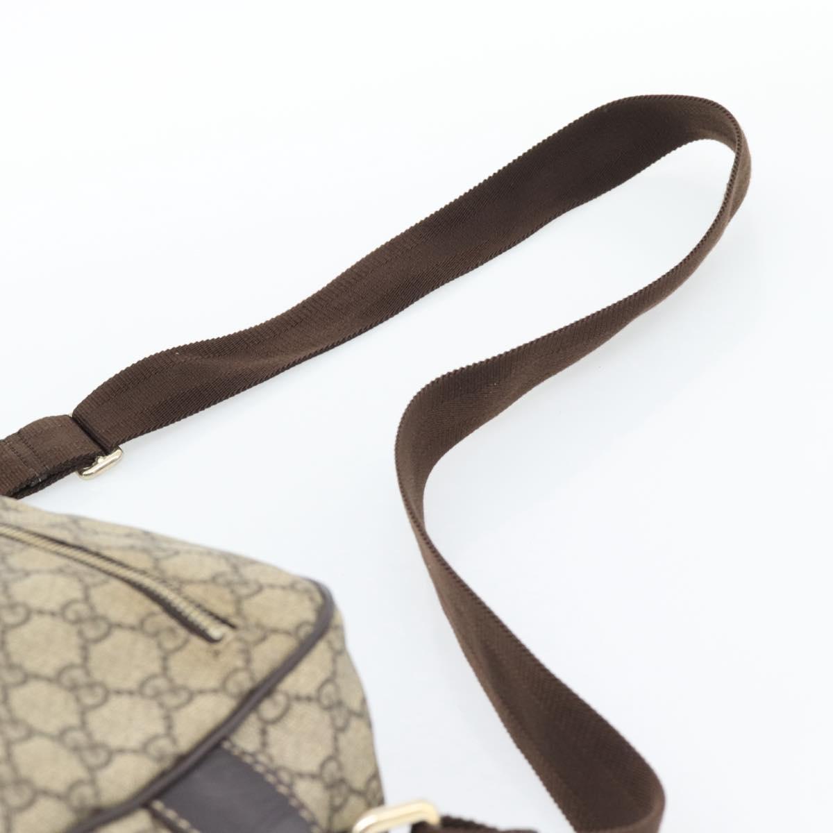 GUCCI GG Supreme Shoulder Bag PVC Leather Beige Gold Tone 211107 Auth ka5339