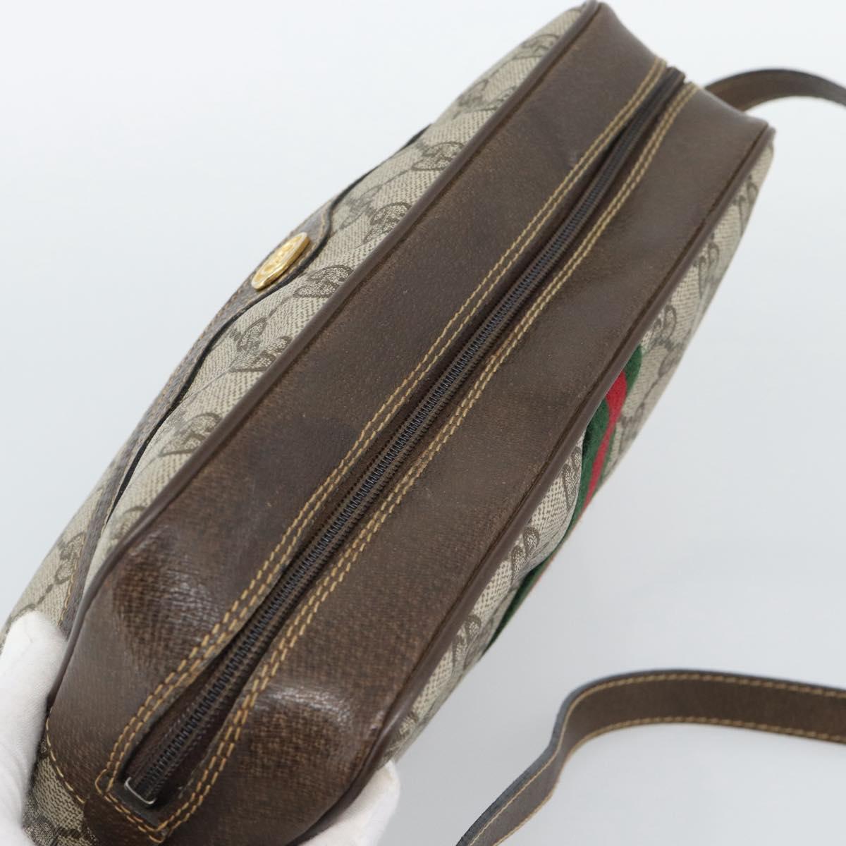 GUCCI GG Supreme Web Sherry Line Shoulder Bag PVC Beige 001 4071 5 Auth ka5341