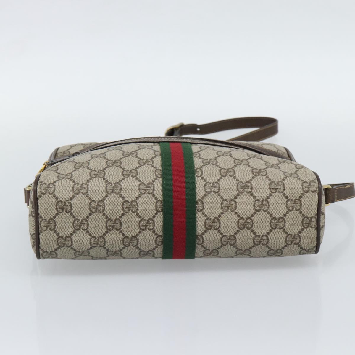 GUCCI GG Supreme Web Sherry Line Shoulder Bag PVC Beige 001 4071 5 Auth ka5341