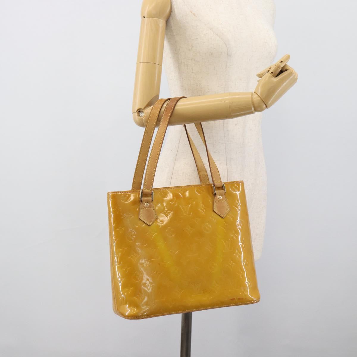LOUIS VUITTON Monogram Vernis Houston Hand Bag Beige M91004 LV Auth ka5342