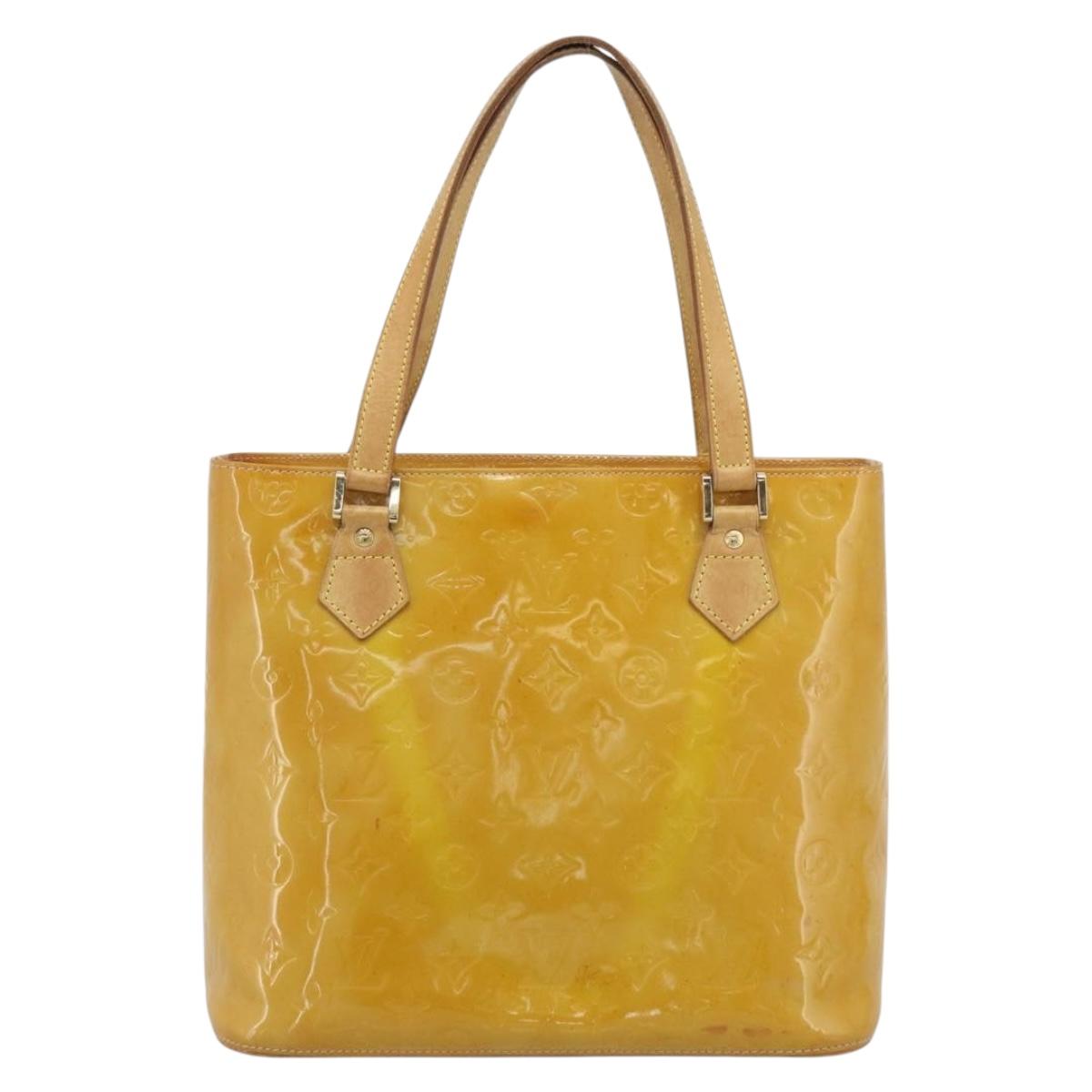 LOUIS VUITTON Monogram Vernis Houston Hand Bag Beige M91004 LV Auth ka5342