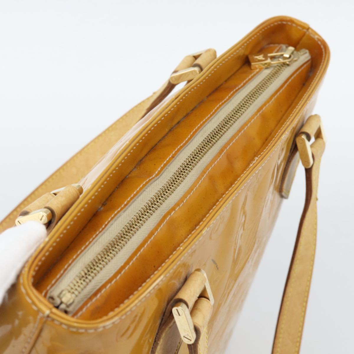 LOUIS VUITTON Monogram Vernis Houston Hand Bag Beige M91004 LV Auth ka5342