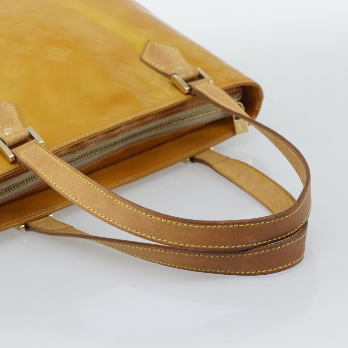 LOUIS VUITTON Monogram Vernis Houston Hand Bag Beige M91004 LV Auth ka5342