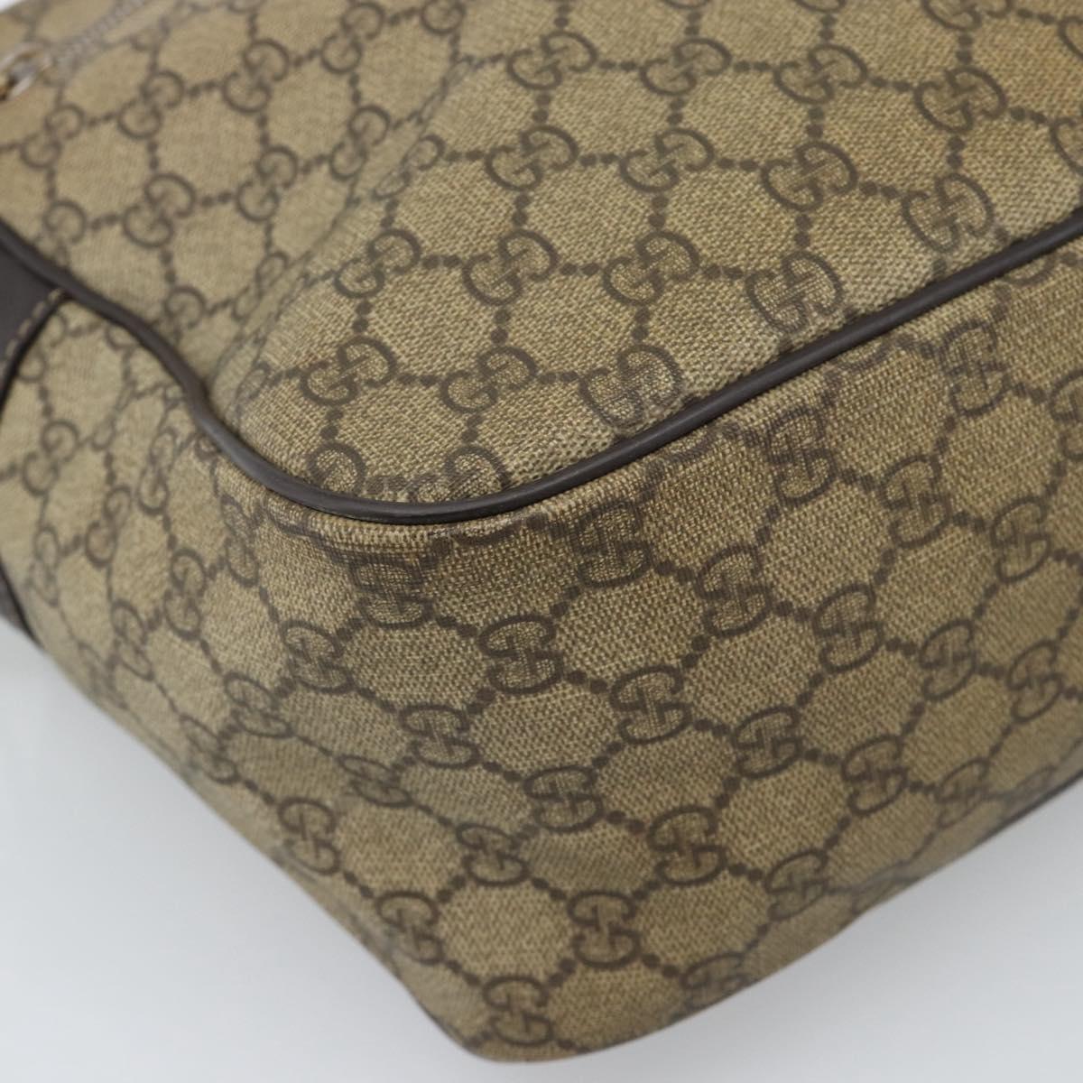 GUCCI GG Supreme Shoulder Bag PVC Leather Beige Gold Tone 211107 Auth ka5343