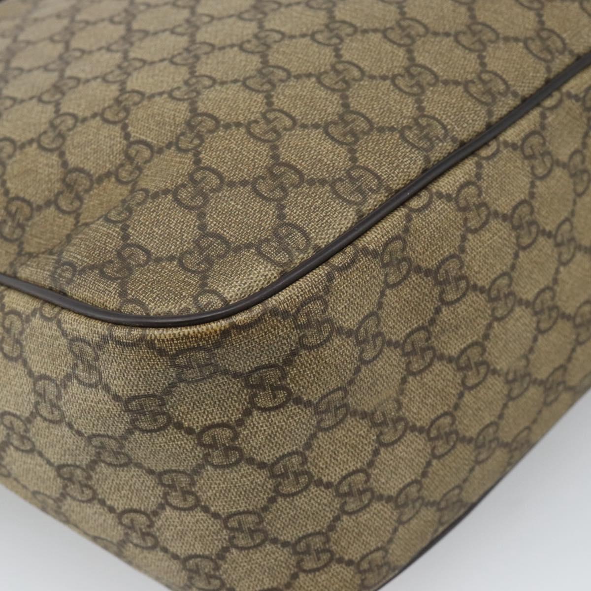 GUCCI GG Supreme Shoulder Bag PVC Leather Beige Gold Tone 211107 Auth ka5343