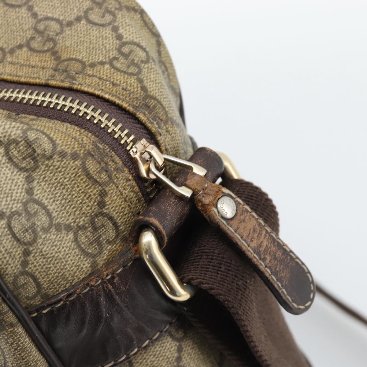 GUCCI GG Supreme Shoulder Bag PVC Leather Beige Gold Tone 211107 Auth ka5343