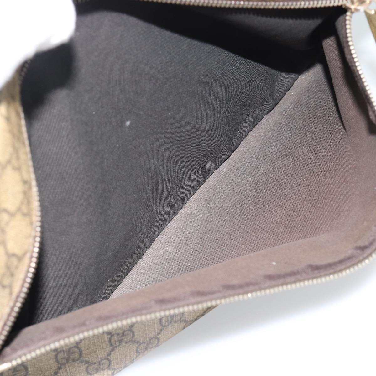 GUCCI GG Supreme Shoulder Bag PVC Leather Beige Gold Tone 211107 Auth ka5343