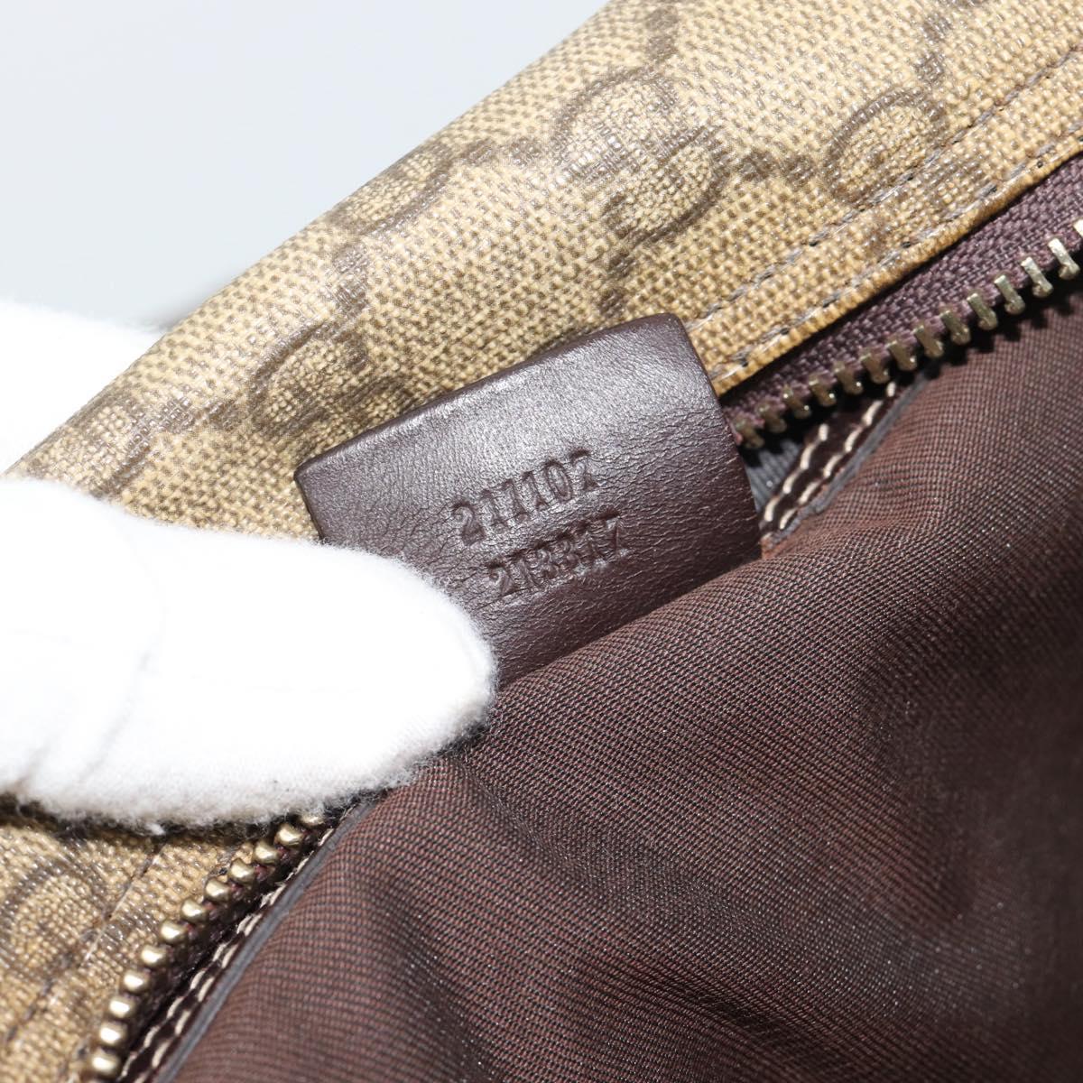 GUCCI GG Supreme Shoulder Bag PVC Leather Beige Gold Tone 211107 Auth ka5343