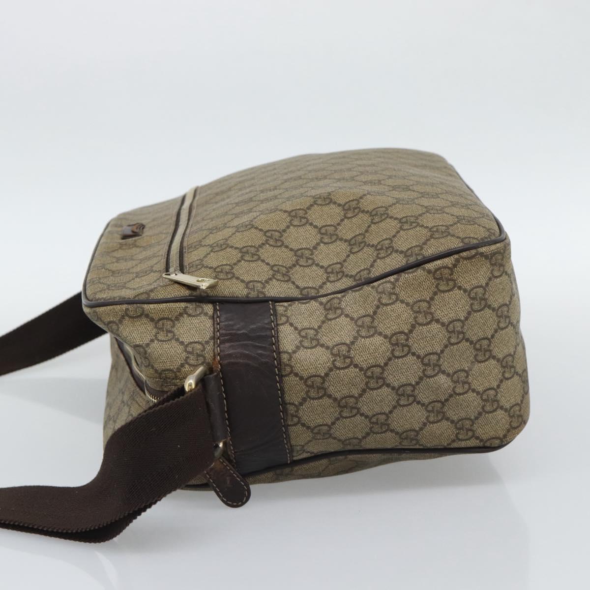 GUCCI GG Supreme Shoulder Bag PVC Leather Beige Gold Tone 211107 Auth ka5343