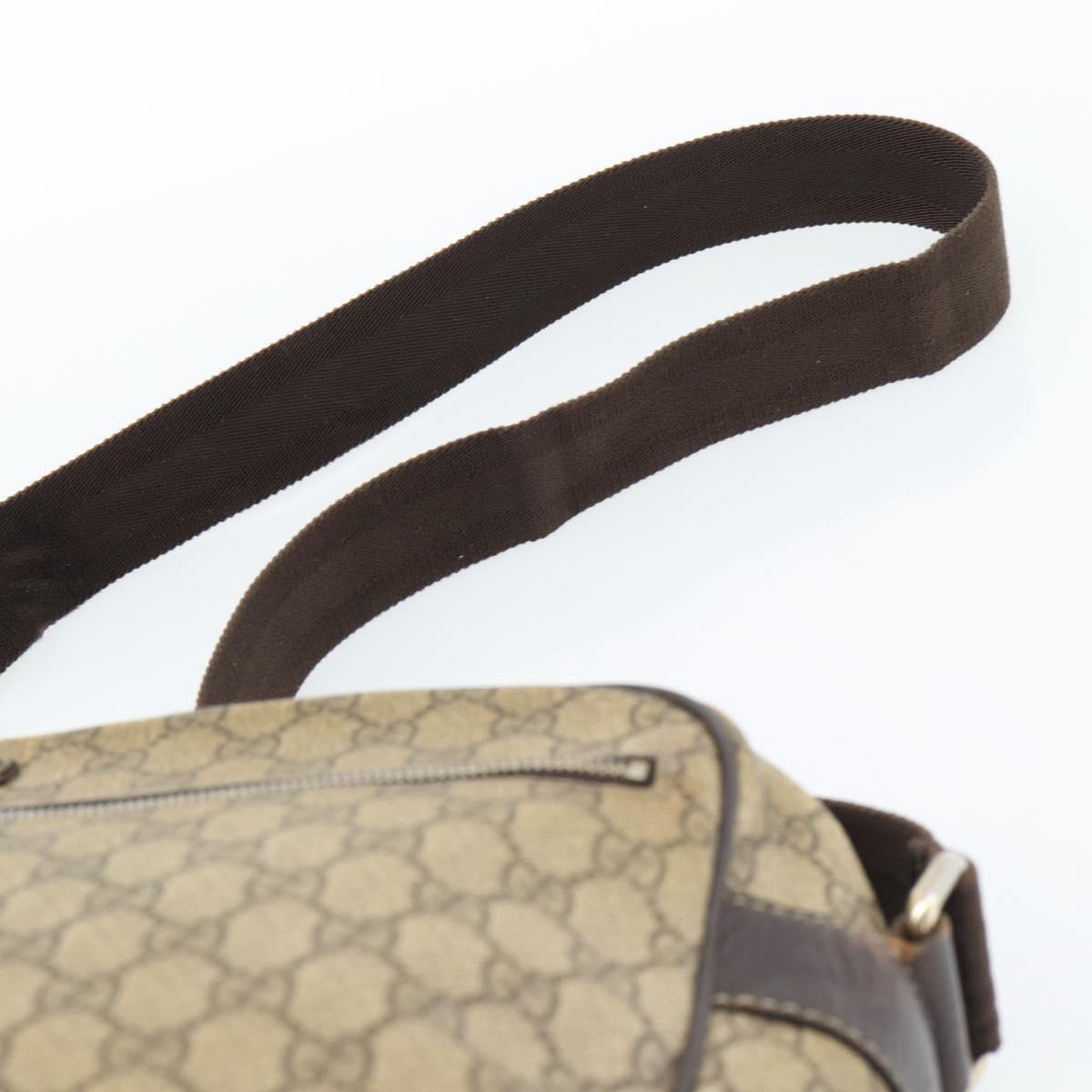 GUCCI GG Supreme Shoulder Bag PVC Leather Beige Gold Tone 211107 Auth ka5343